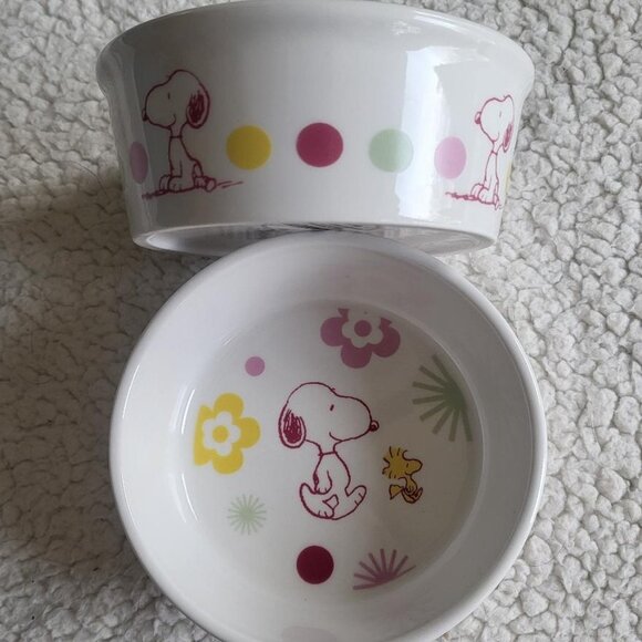 Snoopy and Woodstock 5" Dog Cat Pet Food water bowls Peanuts Gang dish by GIBSON - Picture 1 of 2